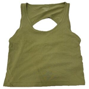 American Eagle Shirt Womens Medium Green Top Short Sleeve Basic Cropped Large